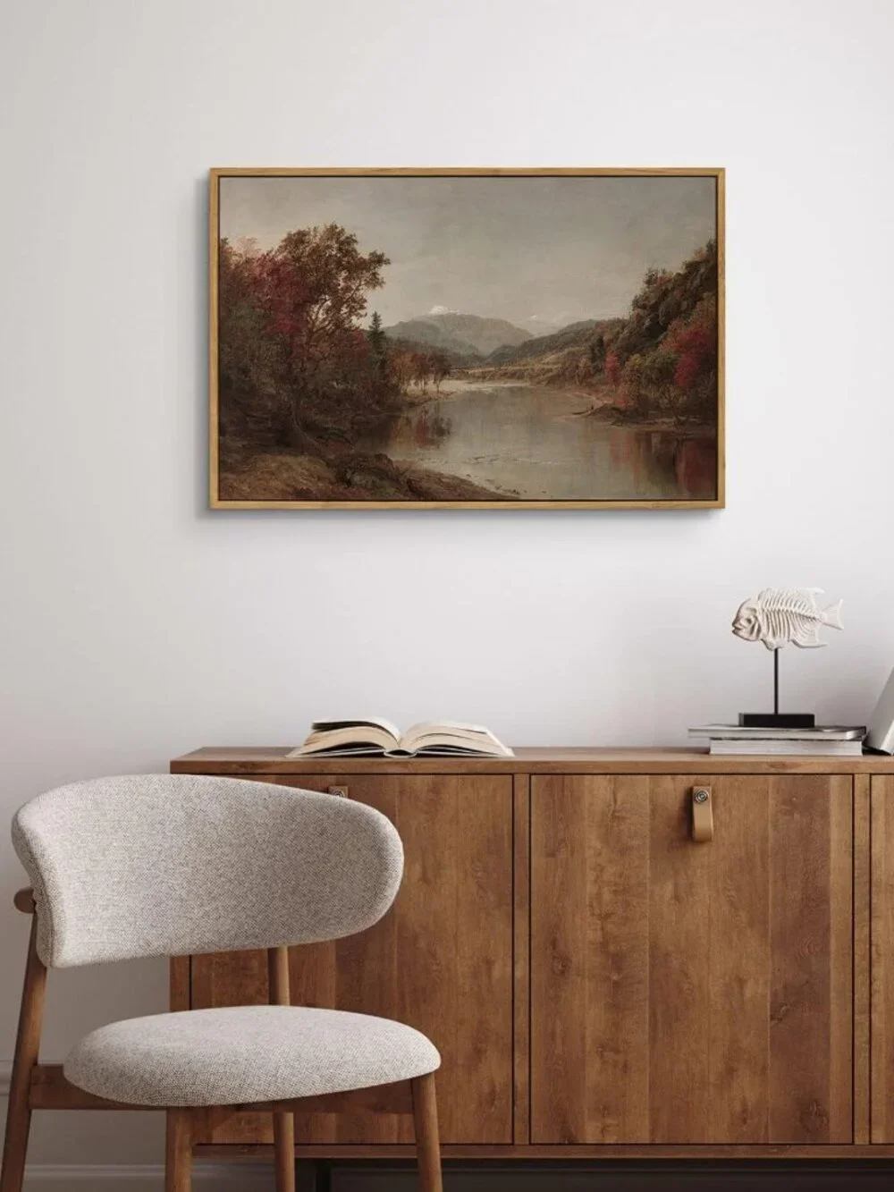 Vintage Framed Canvas Wall Art - Fall Landscape Decor for Living Room & Bedroom